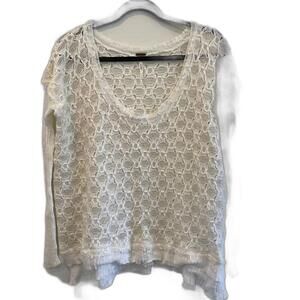 Free People Women's White Lace Knit Sweater